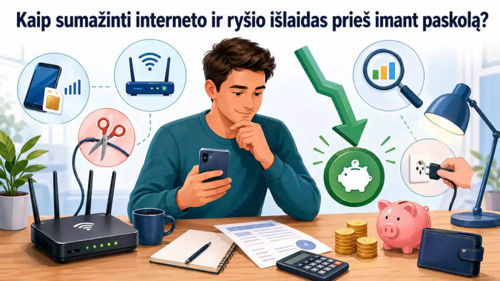 interneto ir ryšio išlaidų sumažinimas